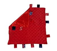 Royal Icon Baby Comforters tag blanket - Ultra Soft and Unique Design Taggies for Babies - Hypoallergenic Baby Taggy Blanket for Newborn Toddlers Boys and Girls 35x35 Cm (Red - Ri15)