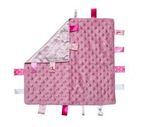 Royal Icon Baby Comforters tag blanket - Ultra Soft and Unique Design Taggies for Babies - Hypoallergenic Baby Taggy Blanket for Newborn Toddlers Boys and Girls 35x35 Cm (Dusty Pink)
