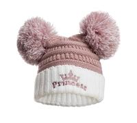 Royal Icon Baby Knitted Pom Pom Hat - Boys Girls Winter Hat - Warm Double Bubble - 0-12 Months - Acrylic, Dusty Pink Princess - Ri682