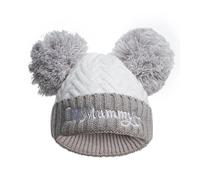 Royal Icon Knitted Pom Pom Hat - Baby Boys & Girls Winter Hat - Warm Double Bubble Hat - 0-12 Months - Acrylic, Grey I Love Mummy - Ri682