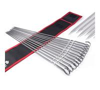 Royal Imports Metal Shish Kabob Skewers Sticks for BBQ Grilling, Roasting, Barbecue Stainless Steel, 17" long Re-usable - 12 Pcs