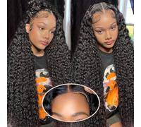 ROYAL IMPRESSION Wear And Go Glue-Free Wigs, Precut, 5 x 5 HD Human Hair Wigs, Deep Wave Lace Front Wigs for Women