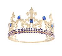 Royal King Crown Men Metal Prince Crowns Tiaras Full Round For Christmas/Wedding/Prom/Pageant/Birthday Party/Photography, M, metal, Crystal