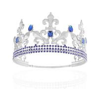 Royal King Crown Men Metal Prince Crowns Tiaras Full Round For Christmas/Wedding/Prom/Pageant/Birthday Party/Photography, M, metal, Crystal