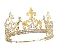Royal King Crown Men Metal Prince Crowns Tiaras Full Round For Christmas/Wedding/Prom/Pageant/Birthday Party/Photography (Gold)