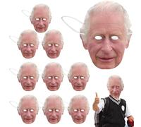 Royal King Head Costume - 10 PCs Coronation Face Cover Decorations, Large Royal Card 21x27cm, Dress Party Celebration Accessory, Decor