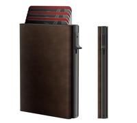 ROYAL KIT Mens Wallet Card Holder - Smart Wallet for Men, Pop Up Card Case, Top Grain Leather, RFID Blocking, Slim, Minimalist, Ultra-Thin, Front Pocket, 12 Card Capacity | ID Window | Cash Slot