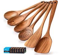 Royal Kitchen Utensils Set Wooden Cooking Utensil Set Non-Stick Pan Kitchen Tool Wooden Cooking Spoons and Spatulas Wooden Spoons for Cooking (6 pcs Set)