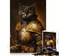 Royal Knight Cat Hard Jigsaw Puzzle for Adults 1000 Pieces Reason Skill Toy Family Time Tight Cut Art Collectible (38x26cm)