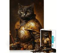 Royal Knight Cat Jigsaw Puzzles 1000 Piece for Teenagers Strong Logic Toy Mental Relax Clear Edge Stylish Gift (38x52cm)