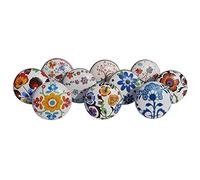 Royal Kraft 20 Vintage Ceramic Knobs, Vintage Style, Multicolour, Painted, for Kitchen Cupboards, Door and Drawer, Wardrobe, 10 Designs x 2 Pieces = 20 Knobs), Sknob012