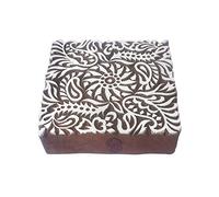Royal Kraft 6 Inch Fabric Large Wooden Block Square Leaf Design Big Printing Stamp