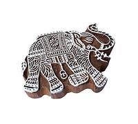 Royal Kraft Abstract Wooden Block Large Elephant Design Big Printing Stamp