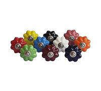 Royal Kraft Sknob005_20 10 Designs x 2 = 20 Knobs Vintage Style Hand Painted Ceramic Knobs for Kitchen Cupboard Door Drawer Wardrobe (Multi-Colour)