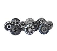 Royal Kraft Vintage Black Painted Ceramic Knobs for Kitchen Cabinets, Doors, Drawers, Wardrobe, Closet, 10 Designs x 2 Pieces, 20 Knobs, Sknob015_20