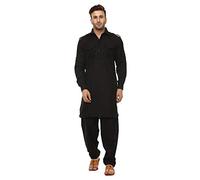 Royal Kurta Mens Cotton Pathani Suit (42, Black)