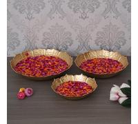 Royal Kurta Premium Set of 3 Lotus Urli Bowl Handcrafted for Floating Flowers | Diwali Decor