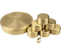 Royal Kurta Pure Brass Masala Box Set with Spoon Container 100 ML - Food Spice Storage Rack Indian Spice Boxes - Mandala 8 Inch (Floral)