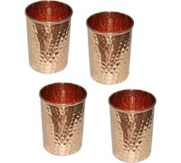Royal Kurta Pure Copper Tumblers for Drinking - Ayurvedic Health Pure Copper Cups - 2 pcs. Set - 250 ml.(8 fl oz) (4, Hammered)