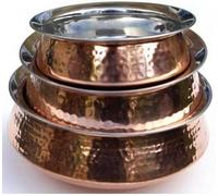 Royal Kurta Traditional Indian Hammered Copper Steel Balti Dish Handi Curry Serving Dishes Bowls Dish 11/15/17cm (17cm) Brand: EZ Pack