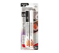 Royal & Langnickel 2pc ARTIST ACRYLIC PAINT MARKERS 2MM REVERSIBLE TIP BLACK & WHITE