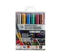 Royal & Langnickel 6pc ACRYLIC PAINT ARTIST MARKERS 2MM REVERSIBLE TIP METALLIC COLOURS