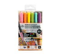 Royal & Langnickel 6pc ARTIST ACRYLIC PAINT MARKERS 1.2MM HUE COLOURS