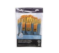 Royal & Langnickel Artist Brush Set, Watercolor, Acrylic & Tempera 25 pc Gold Taklon