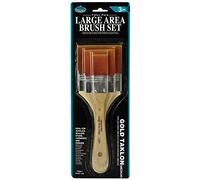 Royal & Langnickel - Flat Brush Set for Children, Taklon Brush in 3 Sizes, Set with Gold Polyester Bristles and Durable Wooden Handle, for Shading and Large Painting