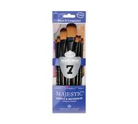 Royal & Langnickel Majestic Short Handle Paint Brush Set, Filbert and Oval Wash, 7 - Piece Set