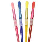 Royal & Langnickel Nylon Round Brush Set for Children, 4 Painting Brushes in Size 10, Multi-Colour, with Rounded Bristles and Soft-Touch Rubber Coating for Small Detail Work and Fine Drawing