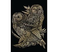Royal & Langnickel Owl Scratching Picture, Gold, Scratch Pictures for Children and Adults, with Scratch Pen and Template