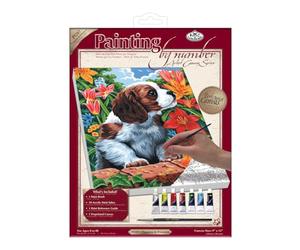 Royal & Langnickel Painting by Numbers Artist Canvas Series Puppy and Flowers Small Designed Painting Set