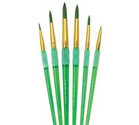Royal & Langnickel Round Brush Set for Children, Synthetic Brush in 6 Sizes, Green Dyed with Rounded Bristles and Soft-Touch Rubber Coating for Small Detailed Work and Fine Drawing