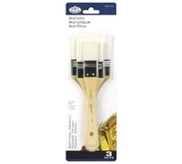 Royal & Langnickel White Taklon Flat Paint Brush Set-3 Pack, RART-150, Synthetic Hair, Large