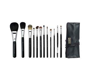 Royal & Langnickel Silk Pro 12-Piece Professional Cosmetic Brush Set in a Faux Leather Zip Close Case