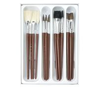 Royal & Langnickel Taklon Brush Set for Children, 16 Round and Flat Brushes with White, Gold, Brown Polyester Bristles in 4 Sizes, in Plastic Box, for Various Drawing and Painting Techniques
