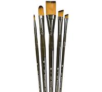Royal & Langnickel Zen 5 Piece Long Handle All Media Flat Variety Paint Brush Set