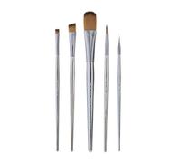 Royal & Langnickel, Zen Series 74 Set of 5 Brushes, Standard Handle, Synthetic Filament, Oval Wash 3/4, Angular 1/2, Round 4, Chisel Blender 6, Liner 20/0, RZEN-SET740