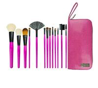 Royal & Langnickel Zipped Case Natural and Synthetic Hair 13-Piece Cosmetic Brush Set (Pink)
