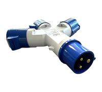 Royal Leisure 16A 3-Way Mains Hook Up Adaptor, Blue, 1 Plug to 3 Sockets, 230/250V, for Caravan, Motorhome and Camping