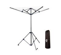 Royal Leisure Aluminium Clothes Line, 4 Arm Folding Rotary Washing Line with Storage Bag and Ground Pegs, Silver/Blue, 25kg Capacity, Collapsible Airer for Garden, Camping, Caravan and Motorhome