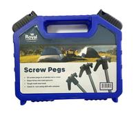 Royal Leisure Screw In Rock Pegs x 20 in Handy Carry Case With Adaptor