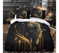 Royal Lion Art Duvet Cover 3D Design Printed Super Soft 3 Pieces Bedding Set Zipper Comforter Cover Hotel Quality Hypoallergenic for Teens Kids Girls Boys Women Adults Single（135x200cm）
