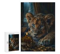 Royal Lion Cub with Crown: Family Puzzle Night, 300 PCS Jigsaw Puzzle for Adults; for Shared Table Time