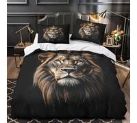 Royal Lion King Duvet Cover 3D Print Durable 3 Pcs Bed Linen Hidden Zipper Digital Quilt Cover Premium Washable for Kids Adults Women Teens Youth Girls Boys Super king（260x220cm）