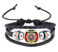 Royal Logistics Corps Military Black Leather Bracelet and Velvet Gift Bag