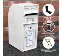 MonsterShop Royal Mail Post Box Er Cast Iron Wall Mounted Wedding Authentic Pillar Replica Lockable Post Office Letter Box White