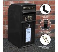 MonsterShop Royal Mail Post Box Er Cast Iron Wall Mounted Wedding Authentic Pillar Replica Lockable Post Office Letter Box Black