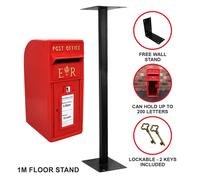 Royal Mail Post Box Cast Iron Pillar ER Floor Stand Mail Wall Mount Postal